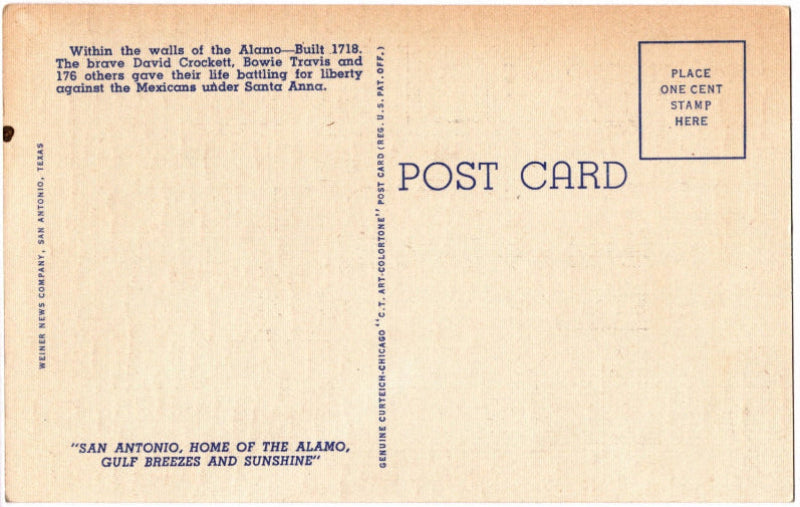 Back of postcard.