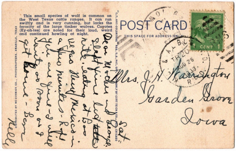 Back of postcard.