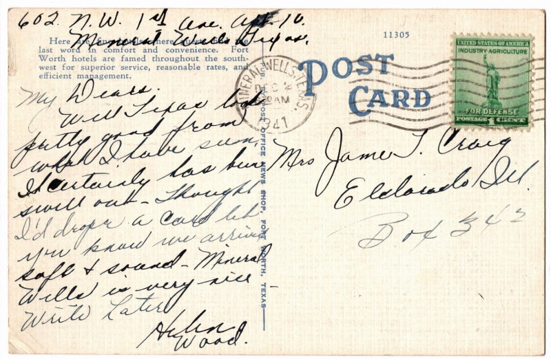 Back of postcard.