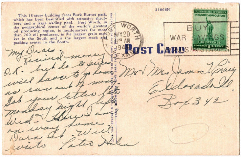 Back of postcard.