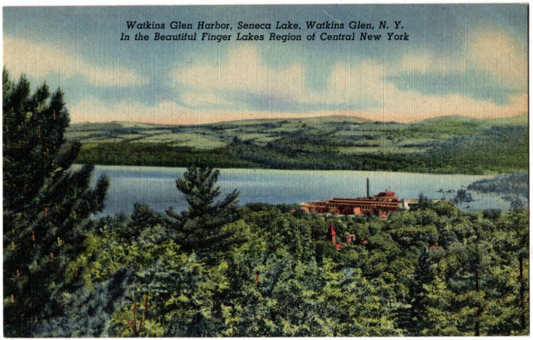 Vintage postcard of Watkins Glen Harbor, Seneca Lake, Fingers Lake N.Y.
