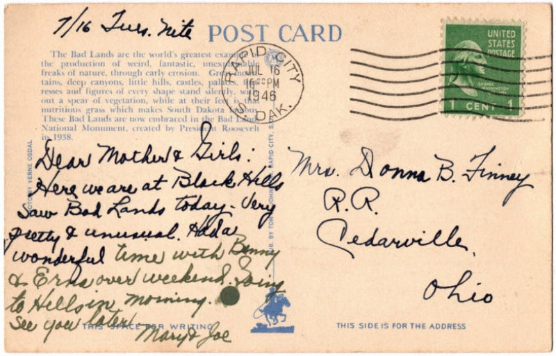 Back of postcard.
