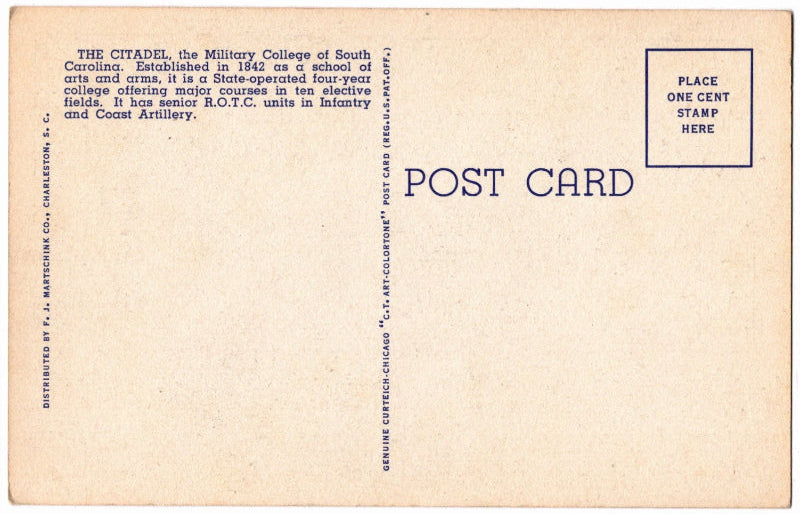 Back of postcard.