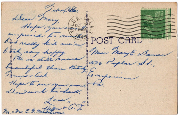 Back of postcard.