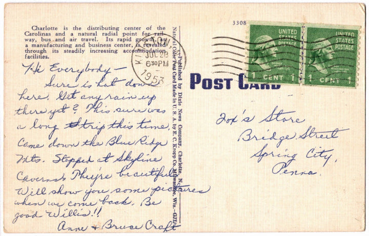 Back of postcard.