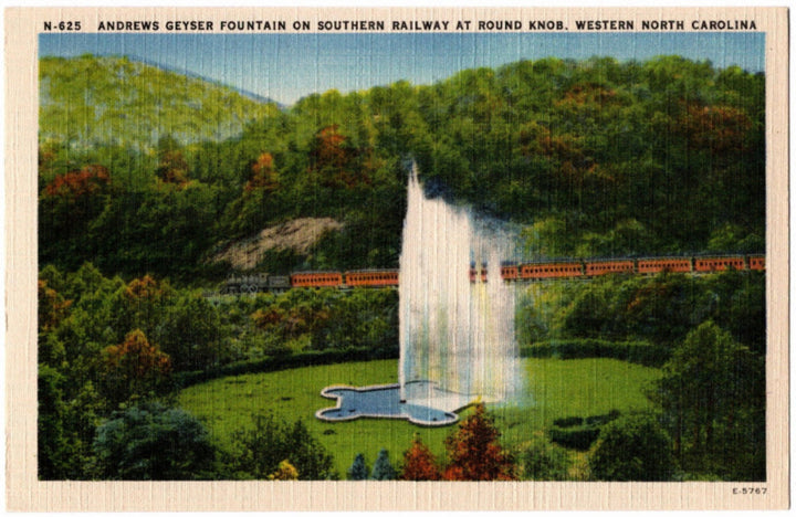 Vintage postcard of Andrews Geyser Fountain.