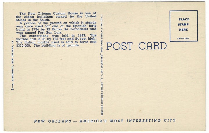 Vintage postcard, back view.