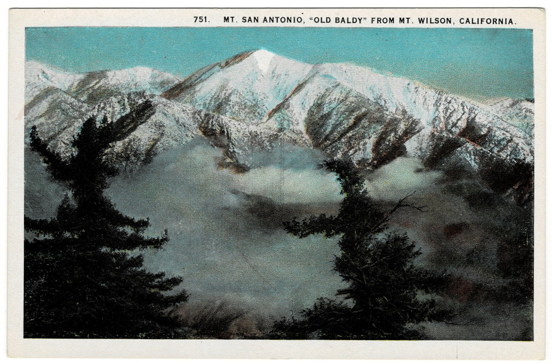 1923 Mount San Antonio "Old Baldy" California Vintage Postcard.