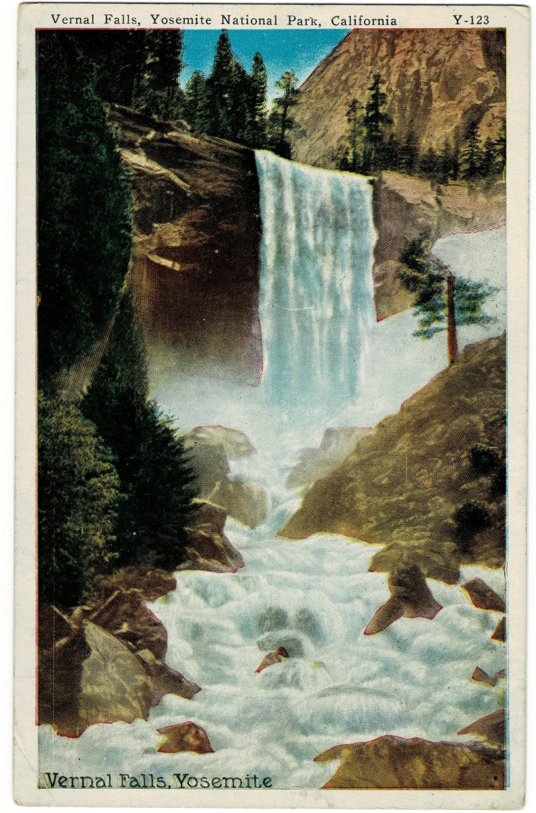 1929 Vernal Falls Yosemite Valley California vintage postcard.