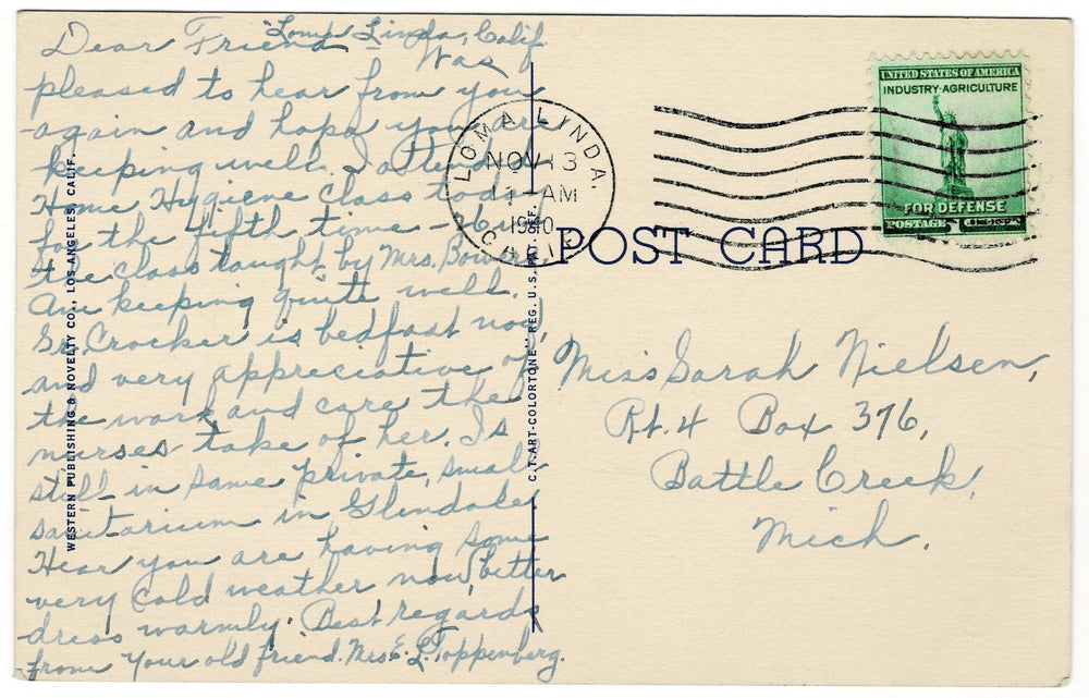 1940 Echo Park Los Angeles California Vintage Postcard.