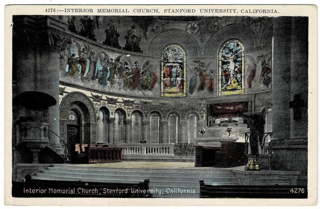 1943 Stanford University Memorial Church California Vintage Postcard.