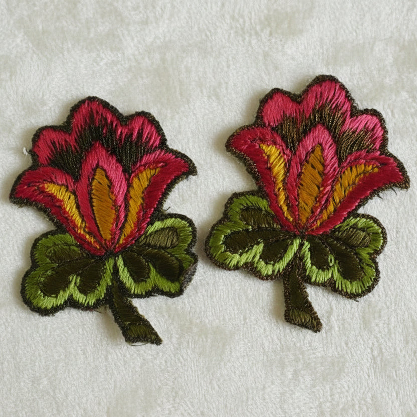 1890 Pair Victorian Gilded Lily Floral Appliques.