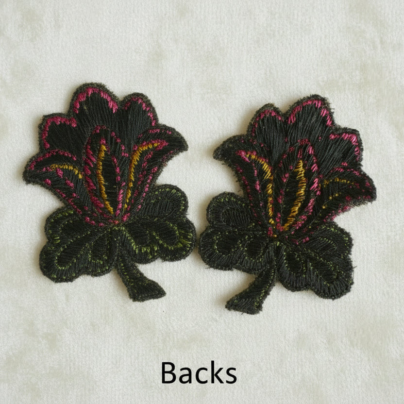 1890 Pair Victorian Gilded Lily Floral Appliques.