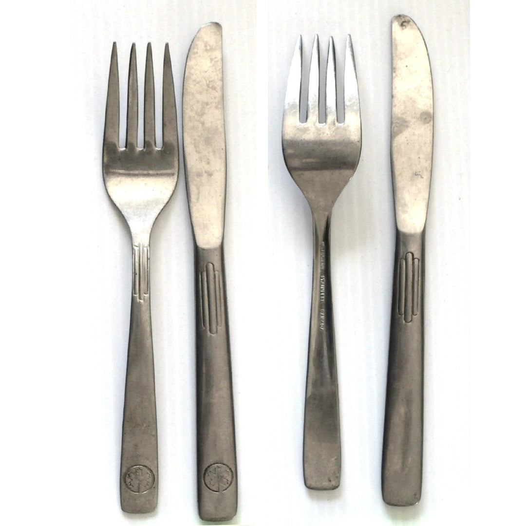 Vintage Air Canada Cutlery, Butter Knife & Salad Fork, 1960s, Aviation Catering Collectible.