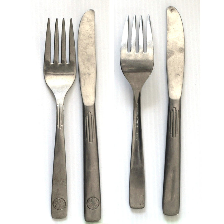 Vintage Air Canada Cutlery, Butter Knife & Salad Fork, 1960s, Aviation Catering Collectible.