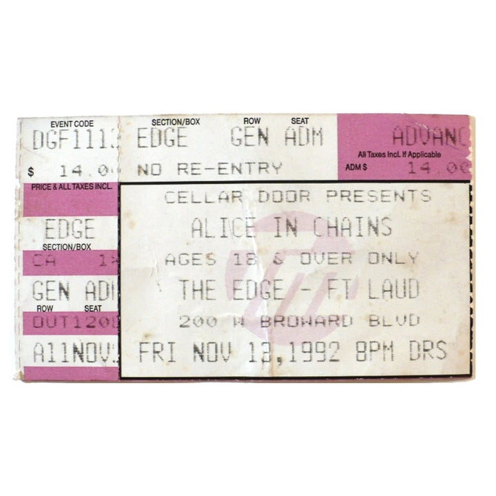Alice In Chains Dirt Tour Ticket 1992 AIC