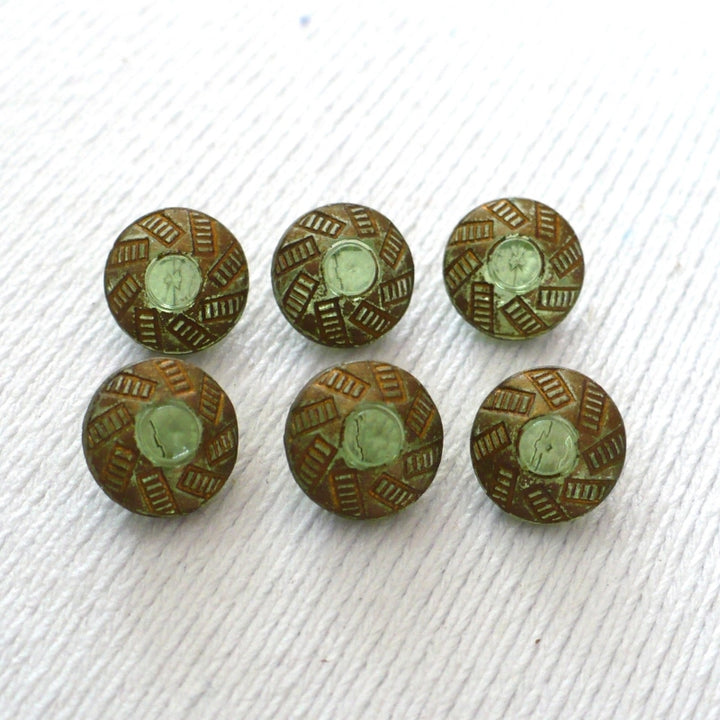 14L Green Gilt Glass Dimi Buttons