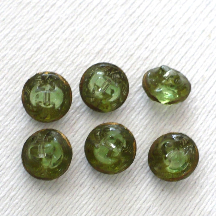 14L Green Gilt Glass Dimi Buttons