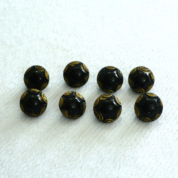 14L Black Glass Gold Art Deco Dimi Buttons