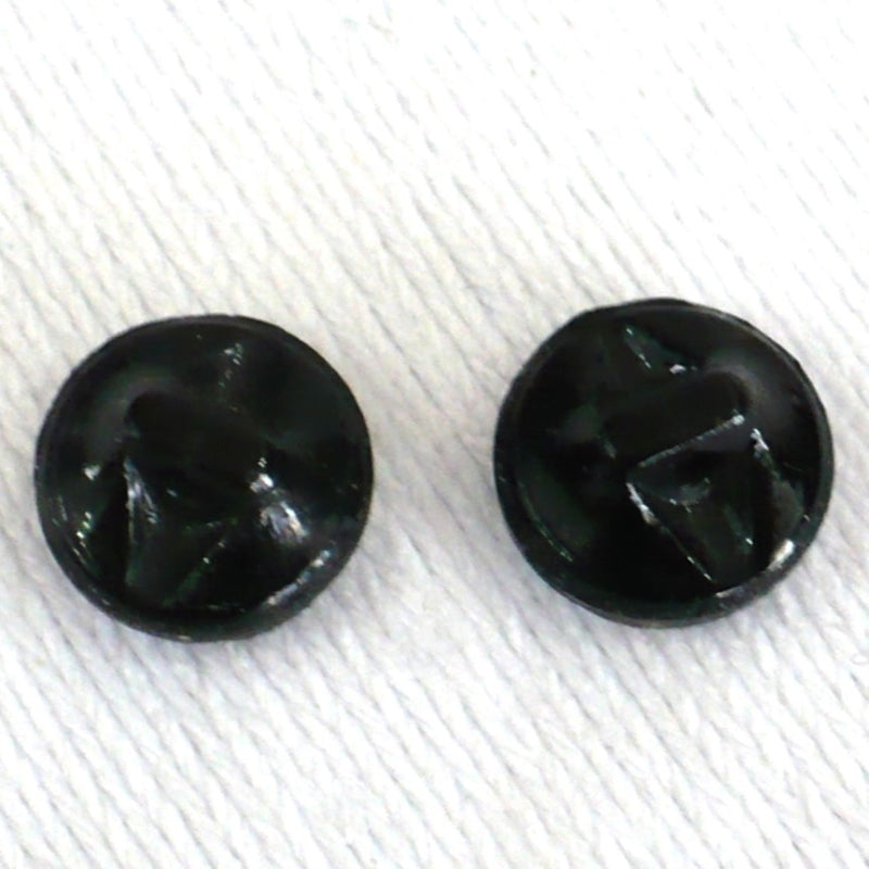 14L 1895-1915 Round Black Glass Buttons 11/32 Inches Set of 2