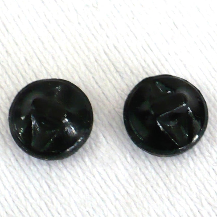 14L 1895-1915 Round Black Glass Buttons 11/32 Inches Set of 2