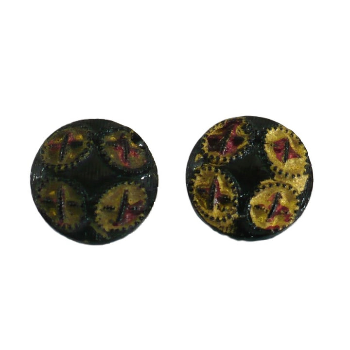 14L Faceted Round Black Glass Dimi Buttons