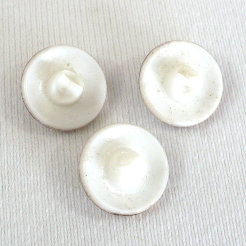 29L Set of Three Small White & Gold Luster Pinwheel Czech Glass Buttons, 11/16".