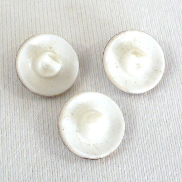 29L Set of Three Small White & Gold Luster Pinwheel Czech Glass Buttons, 11/16".