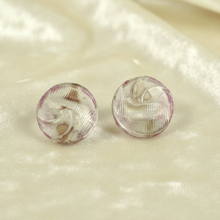 15L Set of Two Clear & Pink Glass Dimi Buttons 3/8".