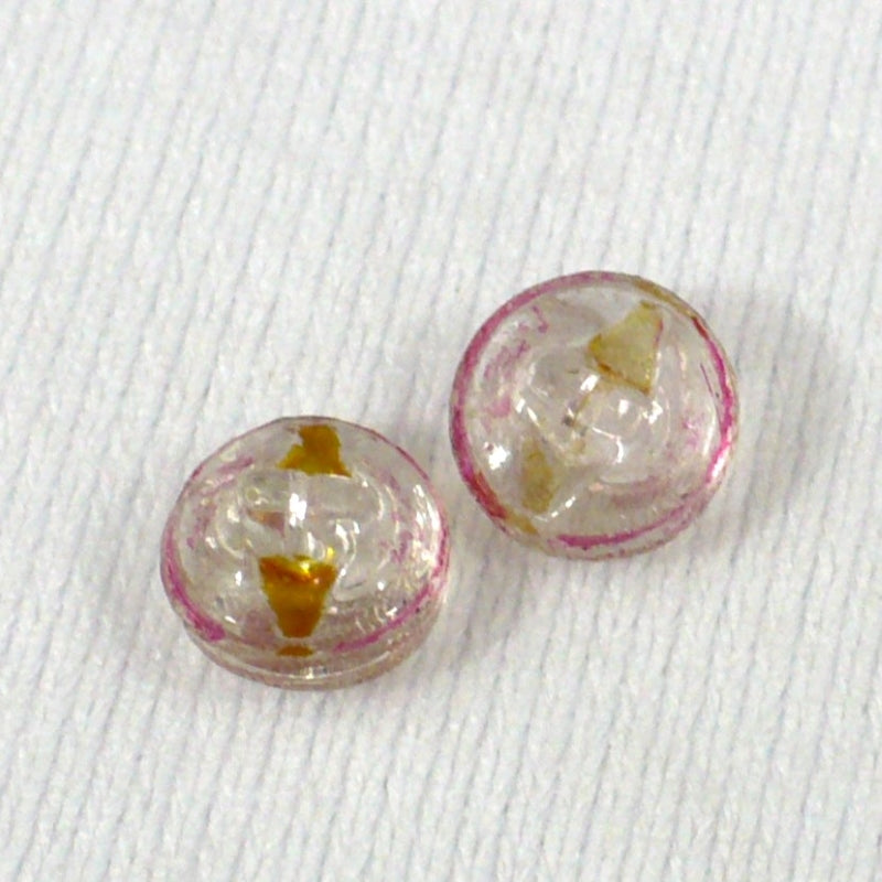 15L 1920s Clear and Pink Glass Lingerie Buttons 3/8 Inches Set of 2