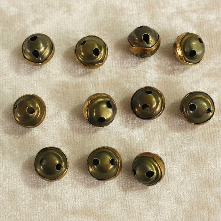 11L Victorian Brass Filigree Metal Diminutive Buttons.