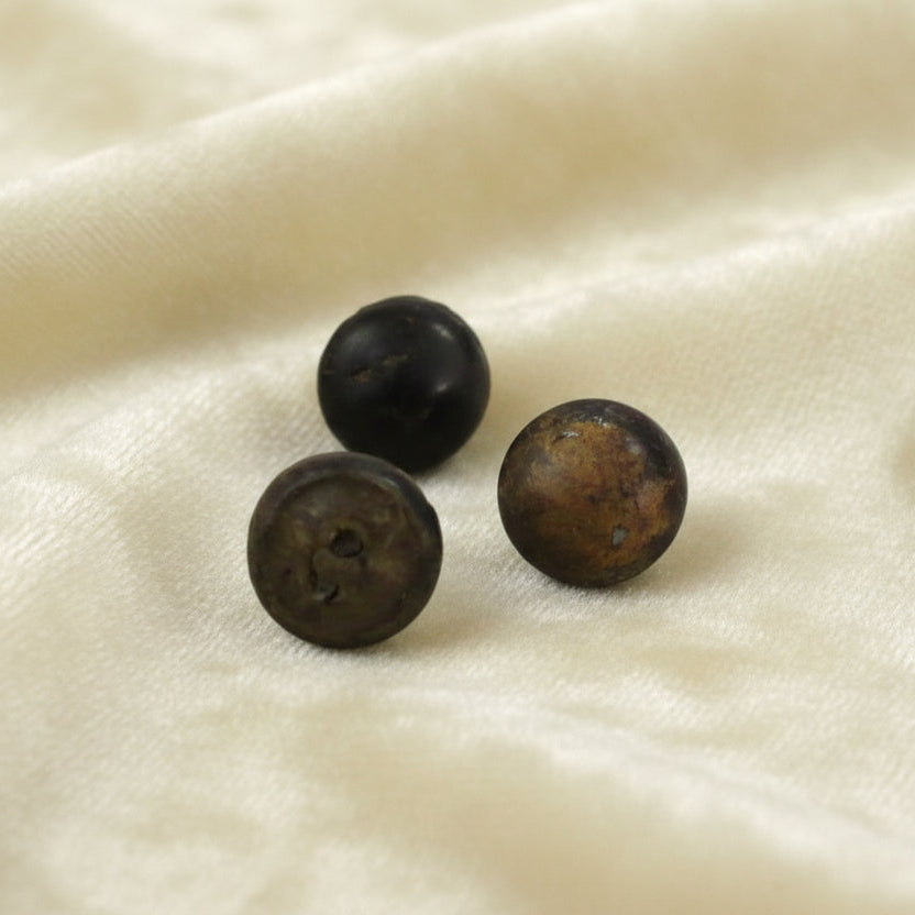 13L Set of Three Diminutive Leather Children's Shoe Shank Buttons, 5/16".