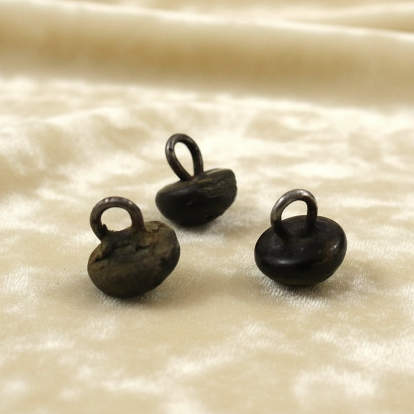 13L Set of Three Diminutive Leather Children's Shoe Shank Buttons, 5/16".