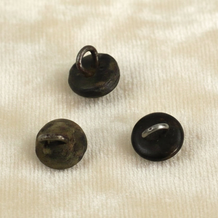 13L Set of Three Diminutive Leather Children's Shoe Shank Buttons, 5/16".