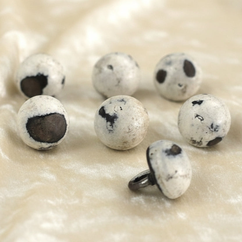 13L Set of Six Diminutive White Shank Children's Shoe Buttons, 5/16".