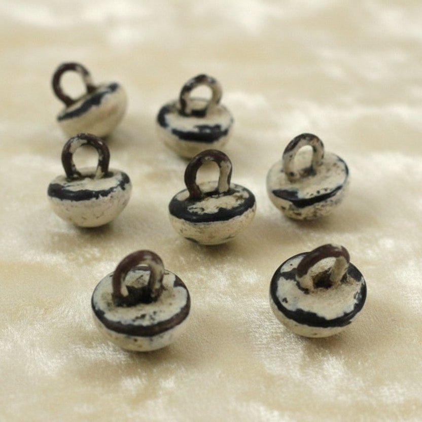 13L Set of Six Diminutive White Shank Children's Shoe Buttons, 5/16".