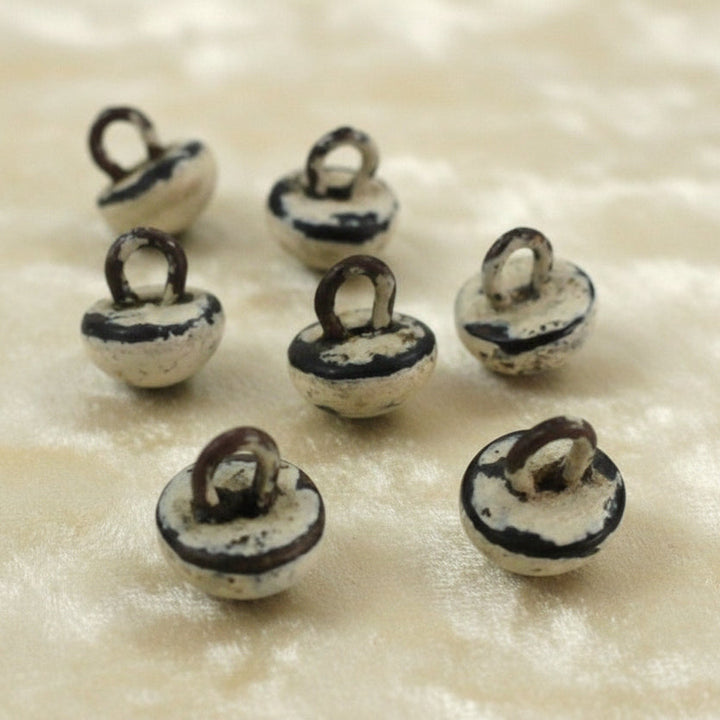 13L Set of Six Diminutive White Shank Children's Shoe Buttons, 5/16".