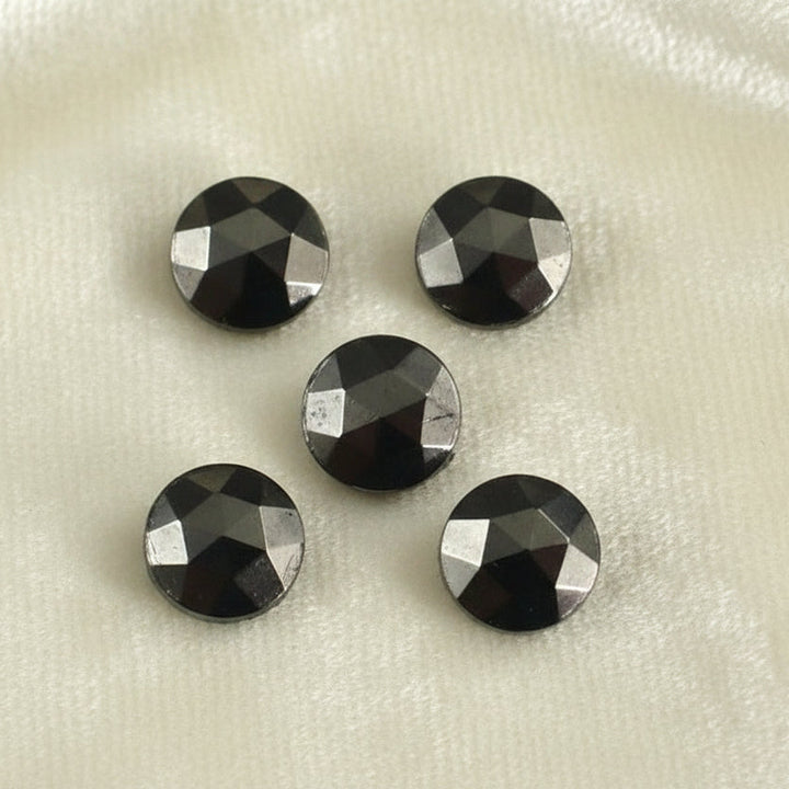 14L Set of Five Czech Hematite Luster Glass Shank Buttons, 3/8".