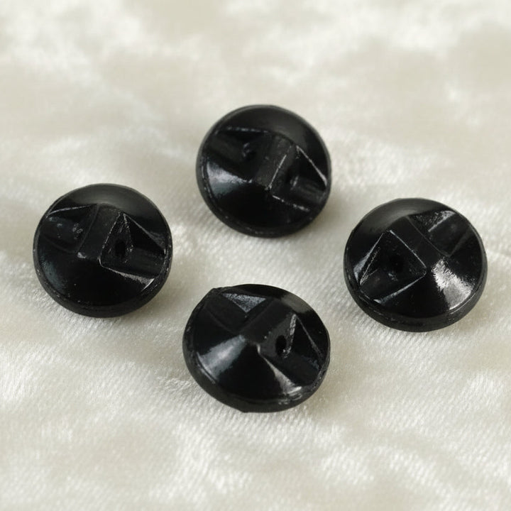 14L Set of Five Czech Hematite Luster Glass Shank Buttons, 3/8"