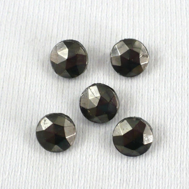 14L 1920s-1930s Hematite Luster Glass Shank Buttons 9/32 Inches Set of 5