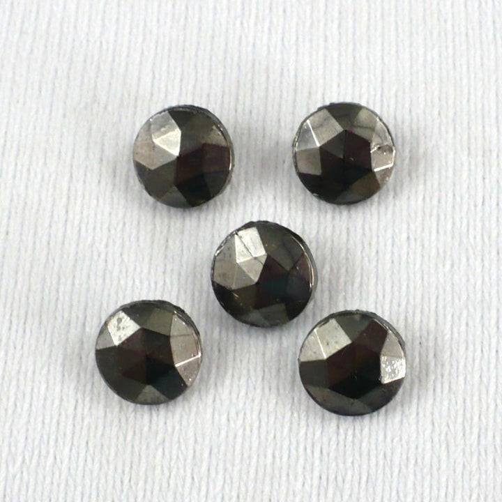 14L 1920s-1930s Hematite Luster Glass Shank Buttons 9/32 Inches Set of 5