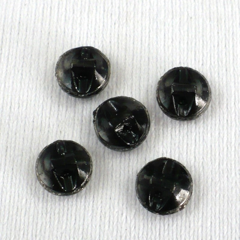 14L 1920s-1930s Hematite Luster Glass Shank Buttons 9/32 Inches Set of 5