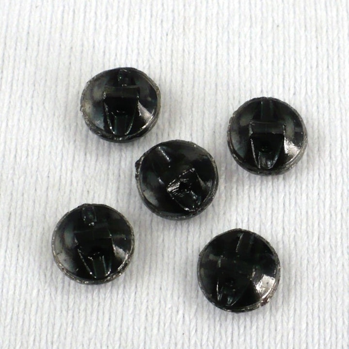 14L 1920s-1930s Hematite Luster Glass Shank Buttons 9/32 Inches Set of 5