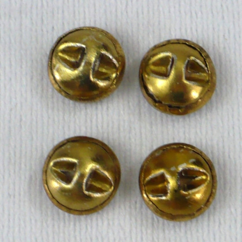 15L Set of Four Small Glass and Metal Tunnel Shank Buttons, 3/8"