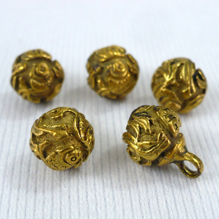 16L Chinese Fish Brass Peasant Robe or Surcoat Buttons
