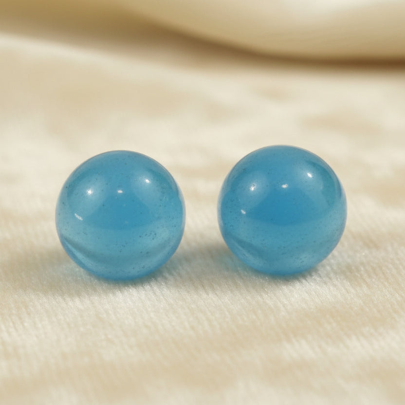 16L Set of Two Blue Glass Shank Buttons, 3/8".