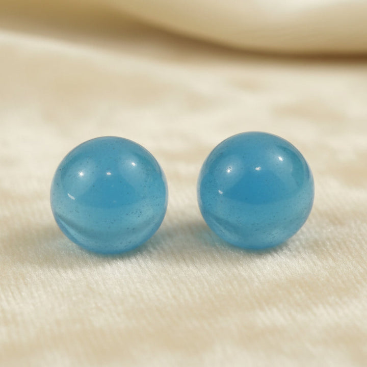 16L Set of Two Blue Glass Shank Buttons, 3/8".
