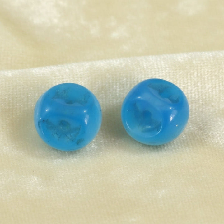 16L Set of Two Blue Glass Shank Buttons, 3/8"