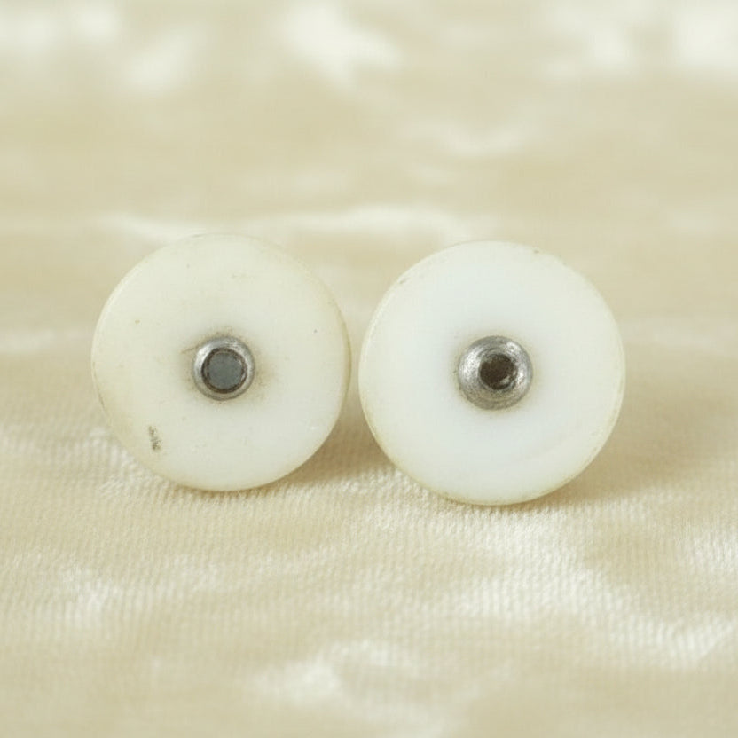 16L Set of Two Small White Bone Pin Shank Buttons, 3/8".