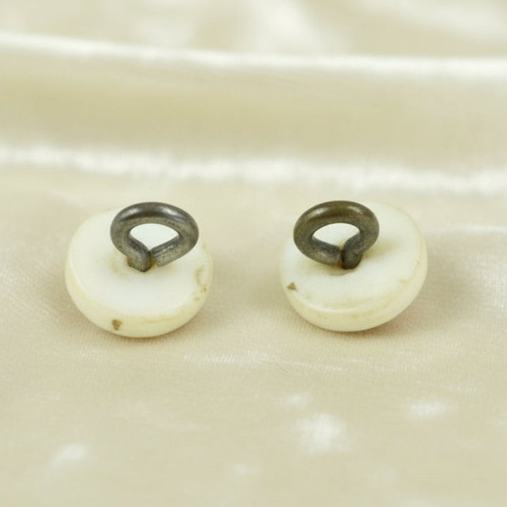 16L Set of Two Small White Bone Pin Shank Buttons, 3/8".
